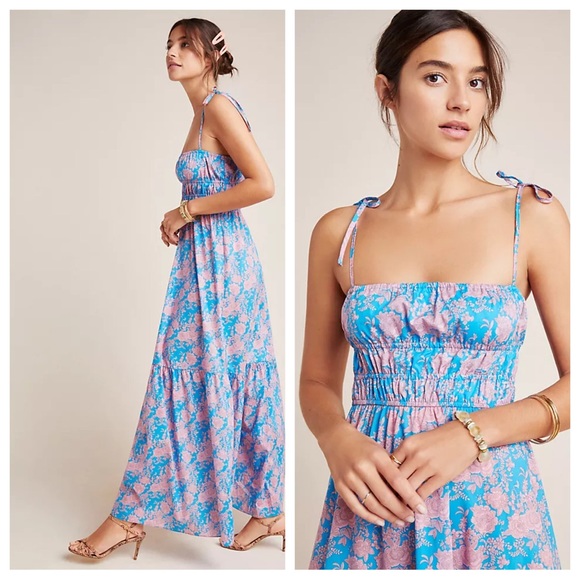 NWT Anthropologie x Cynthia Rowley Azores Smocked Maxi Dress Z264-0 - Picture 3 of 8
